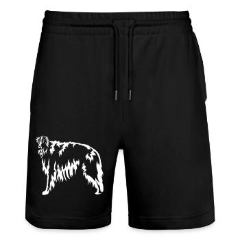 Borzoi "Black Edition" - Stanley/Stella Trainer Unisex Organic Jogging Shorts - black - Front - Nik (191cm) & Marisol (170cm)