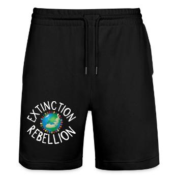 Extinction Rebellion Menschenkette weiss - Stanley/Stella Unisex Bio Joggingshorts Trainer  - Schwarz - Vorne - Nik (191cm) & Marisol (170cm)
