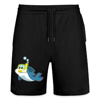 Delfin Taucher Schnorchel Tauchen - Stanley/Stella Unisex Bio Joggingshorts Trainer  - Schwarz - Vorne - Nik (191cm) & Marisol (170cm)