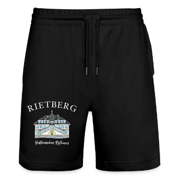 Rietberg Historisches Rathaus, Handzeichnung - Stanley/Stella Unisex Bio Joggingshorts Trainer  - Schwarz - Vorne - Nik (191cm) & Marisol (170cm)