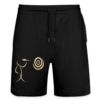 Minimalist darts dart player with dart and dart - Stanley/Stella Trainer Unisex Organic Jogging Shorts - black - Front - Nik (191cm) & Marisol (170cm)