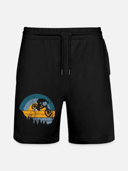 Sunset MTB Jump Silhouette - Stanley/Stella Trainer Unisex Organic Jogging Shorts - black