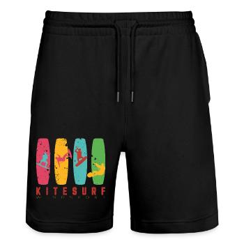 KITESURF 2023 - Short de jogging bio TRAINER Stanley/Stella unisexe - noir - Devant - Nik (191cm) & Marisol (170cm)