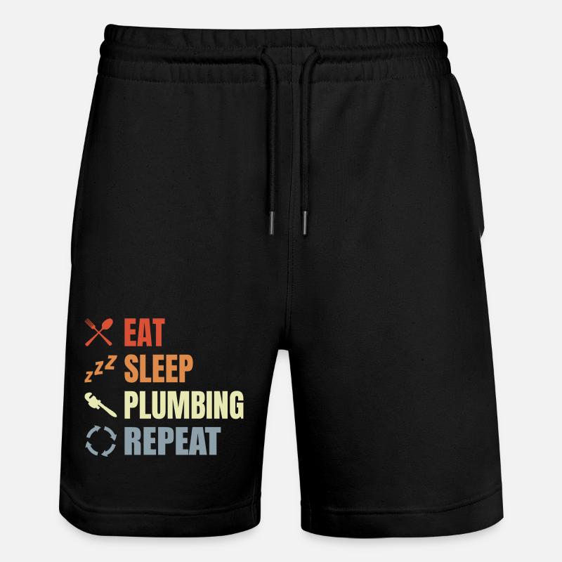 Eat Sleep Plumbing Repeat - Stanley/Stella Unisex Bio Joggingshorts Trainer  - Schwarz