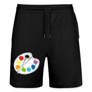 Künstler (weiß) - Stanley/Stella Unisex Bio Joggingshorts Trainer  - Schwarz - Vorne - Nik (191cm) & Marisol (170cm)