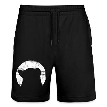 Cat Drawing - Stanley/Stella Trainer Unisex Organic Jogging Shorts - black - Front - Nik (191cm) & Marisol (170cm)