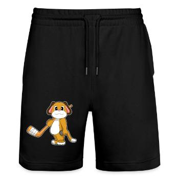 Chien Hockey sur glace Bâton de hockey sur glace - Short de jogging bio TRAINER Stanley/Stella unisexe - noir - Devant - Nik (191cm) & Marisol (170cm)