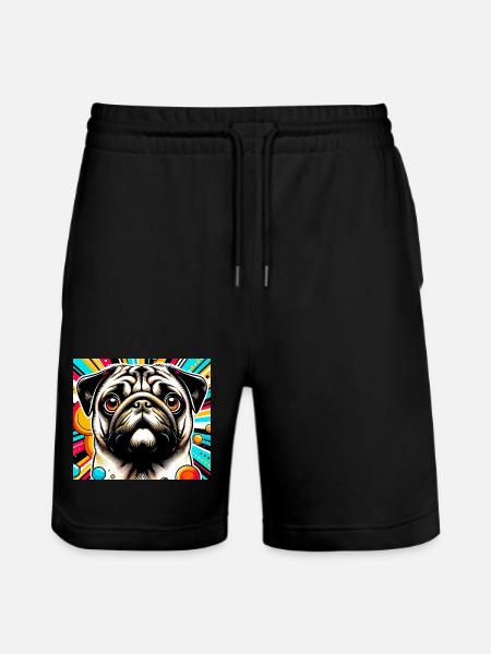 Pug Dog Pop Art - Stanley/Stella Trainer Unisex Organic Jogging Shorts - black
