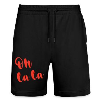 OH LA LA - Short de jogging bio TRAINER Stanley/Stella unisexe - noir - Devant - Nik (191cm) & Marisol (170cm)