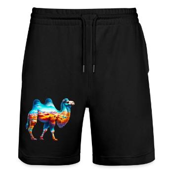 Chameau - Short de jogging bio TRAINER Stanley/Stella unisexe - noir - Devant - Nik (191cm) & Marisol (170cm)