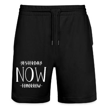 Yesterday Now Tomorrow Gestern Jetzt Morgen - Stanley/Stella Trainer Unisex Organic Jogging Shorts - black - Front - Nik (191cm) & Marisol (170cm)