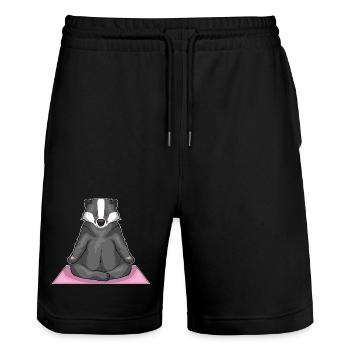 Dachs Yoga Fitness Meditation - Stanley/Stella Unisex Bio Joggingshorts Trainer  - Schwarz - Vorne - Nik (191cm) & Marisol (170cm)