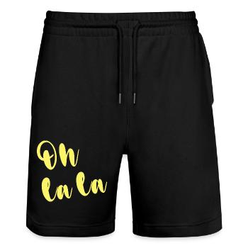 OH LA LA - Stanley/Stella Unisex Bio Joggingshorts Trainer  - Schwarz - Vorne - Nik (191cm) & Marisol (170cm)