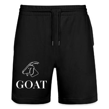 Goat Lineart GOAT Print - Stanley/Stella Trainer Unisex Organic Jogging Shorts - black - Front - Nik (191cm) & Marisol (170cm)