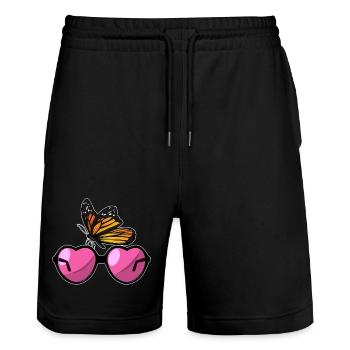 Butterfly Sunglasses - Stanley/Stella Trainer Unisex Organic Jogging Shorts - black - Front - Nik (191cm) & Marisol (170cm)