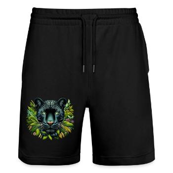 Panther - Stanley/Stella Unisex Bio Joggingshorts Trainer  - Schwarz - Vorne - Nik (191cm) & Marisol (170cm)