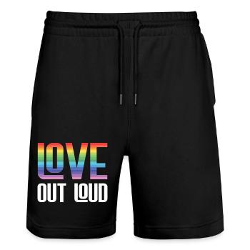 Mois de la fierté LGBTQ - Love Out Loud - Short de jogging bio TRAINER Stanley/Stella unisexe - noir - Devant - Nik (191cm) & Marisol (170cm)