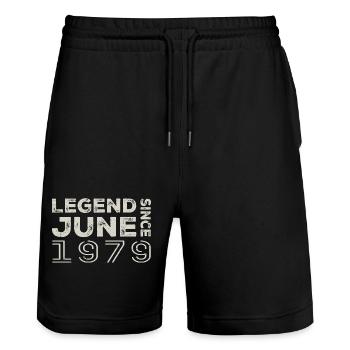 Juni 1979 Geburtstag Juni 1979 Juni Geschenk 1979 - Stanley/Stella Unisex Bio Joggingshorts Trainer  - Schwarz - Vorne - Nik (191cm) & Marisol (170cm)