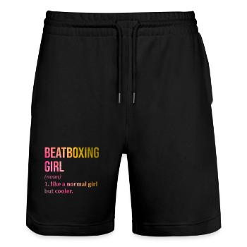 Beatbox - Stanley/Stella Trainer Unisex Organic Jogging Shorts - black - Front - Nik (191cm) & Marisol (170cm)