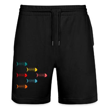 FISH. APRIL FOOL. HOLIDAY. SUMMER. HUMOR. - Stanley/Stella Trainer Unisex Organic Jogging Shorts - black - Front - Nik (191cm) & Marisol (170cm)