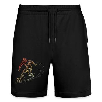 Fußballspieler Skizze Vintage - Stanley/Stella Unisex Bio Joggingshorts Trainer  - Schwarz - Vorne - Nik (191cm) & Marisol (170cm)