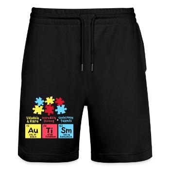 Autismus Bewusstsein - Stanley/Stella Unisex Bio Joggingshorts Trainer  - Schwarz - Vorne - Nik (191cm) & Marisol (170cm)