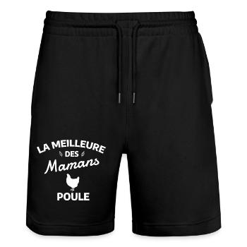 Humour Maman Poule Rétro - Short de jogging bio TRAINER Stanley/Stella unisexe - noir - Devant - Nik (191cm) & Marisol (170cm)