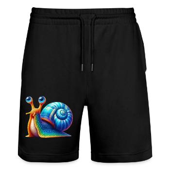 Escargot - Short de jogging bio TRAINER Stanley/Stella unisexe - noir - Devant - Nik (191cm) & Marisol (170cm)