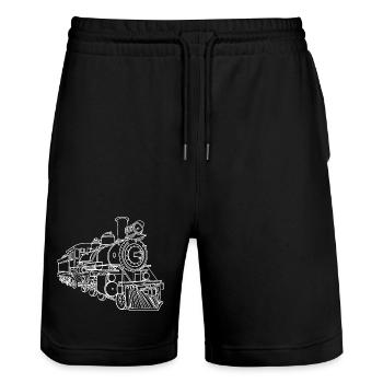 Railway Sketch - Stanley/Stella Trainer Unisex Organic Jogging Shorts - black - Front - Nik (191cm) & Marisol (170cm)