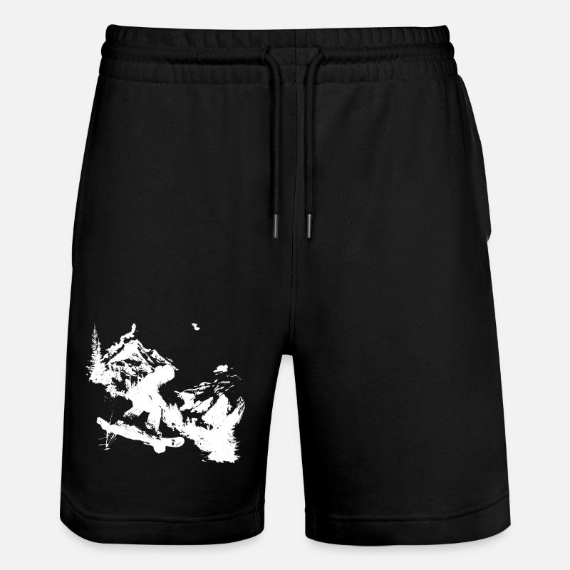 Snowboarding Grafik - Stanley/Stella Unisex Bio Joggingshorts Trainer  - Schwarz