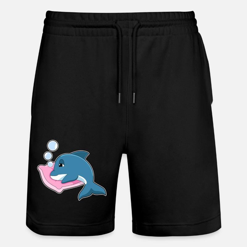 Dolphin Sleeping Pillow - Stanley/Stella Trainer Unisex Organic Jogging Shorts - black