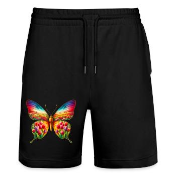 Schmetterling Tulpe Tulpen - Stanley/Stella Unisex Bio Joggingshorts Trainer  - Schwarz - Vorne - Nik (191cm) & Marisol (170cm)
