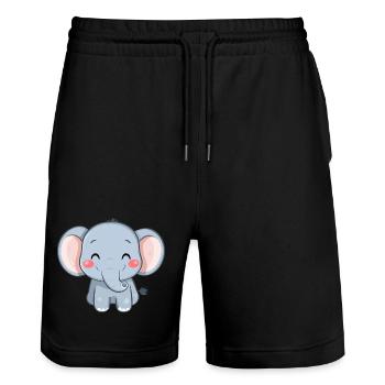 Niedlicher glücklicher Elefant - Entzückende Karikatur - Stanley/Stella Unisex Bio Joggingshorts Trainer  - Schwarz - Vorne - Nik (191cm) & Marisol (170cm)