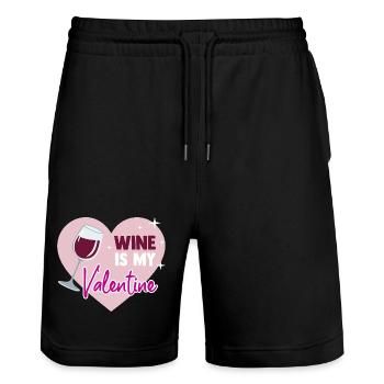 Wine is my valentine - Stanley/Stella Unisex Bio Joggingshorts Trainer  - Schwarz - Vorne - Nik (191cm) & Marisol (170cm)