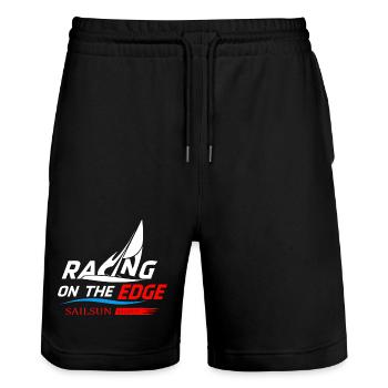 Segelboot Rennen - Stanley/Stella Unisex Bio Joggingshorts Trainer  - Schwarz - Vorne - Nik (191cm) & Marisol (170cm)