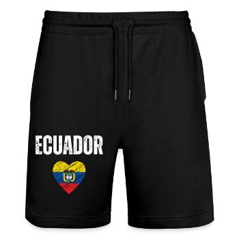 J’aime l’Équateur, drapeau de l’Équateur - Short de jogging bio TRAINER Stanley/Stella unisexe - noir - Devant - Nik (191cm) & Marisol (170cm)