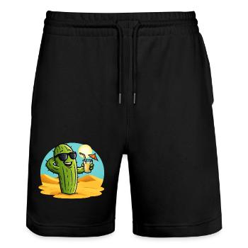 Kaktus Sommer - Stanley/Stella Unisex Bio Joggingshorts Trainer  - Schwarz - Vorne - Nik (191cm) & Marisol (170cm)