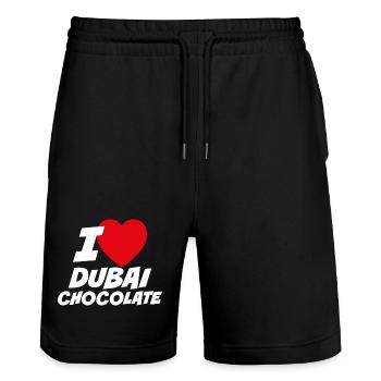 I love Dubai chocolate - Stanley/Stella Trainer Unisex Organic Jogging Shorts - black - Front - Nik (191cm) & Marisol (170cm)