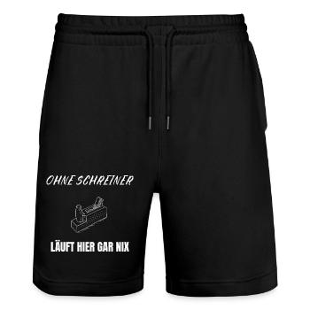 Rien ne fonctionne sans les menuisiers – dit l’artisan - Short de jogging bio TRAINER Stanley/Stella unisexe - noir - Devant - Nik (191cm) & Marisol (170cm)