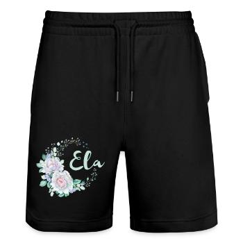 Pour Ela - Short de jogging bio TRAINER Stanley/Stella unisexe - noir - Devant - Nik (191cm) & Marisol (170cm)