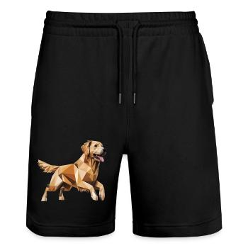 Golden Retriever - Cool Low Poly  Logo - Stanley/Stella Trainer Unisex Organic Jogging Shorts - black - Front - Nik (191cm) & Marisol (170cm)
