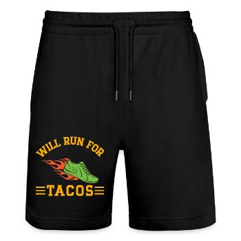Running Will Run For Tacos Marathon Runner - Stanley/Stella Trainer Unisex Organic Jogging Shorts - black - Front - Nik (191cm) & Marisol (170cm)