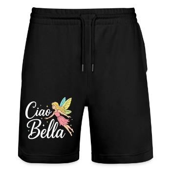 Ciao Bella - Stanley/Stella Unisex Bio Joggingshorts Trainer  - Schwarz - Vorne - Nik (191cm) & Marisol (170cm)