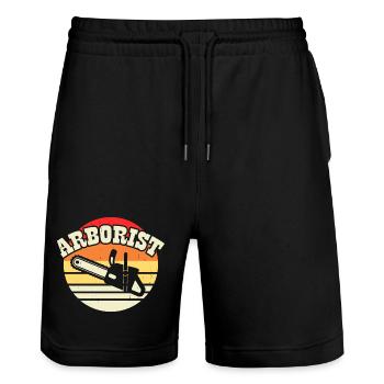 Baumpfleger Holzarbeiter Waldarbeiter Geschenk - Stanley/Stella Unisex Bio Joggingshorts Trainer  - Schwarz - Vorne - Nik (191cm) & Marisol (170cm)