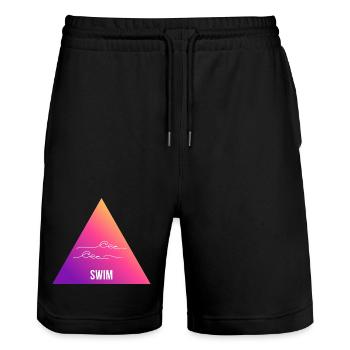 Schwimmen Gradient Dreieck Wellen - Stanley/Stella Unisex Bio Joggingshorts Trainer  - Schwarz - Vorne - Nik (191cm) & Marisol (170cm)