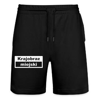 Cityscape Typography Polish - Stanley/Stella Trainer Unisex Organic Jogging Shorts - black - Front - Nik (191cm) & Marisol (170cm)