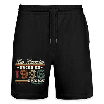 30 Jahre 1996 Vintage Retro Geburtstag - Stanley/Stella Unisex Bio Joggingshorts Trainer  - Schwarz - Vorne - Nik (191cm) & Marisol (170cm)