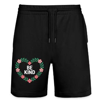 Be Kind Blossom Motif Coeur - Short de jogging bio TRAINER Stanley/Stella unisexe - noir - Devant - Nik (191cm) & Marisol (170cm)