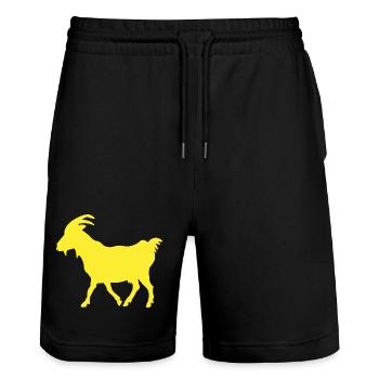 G.O.A.T Ziege gelb - Stanley/Stella Unisex Bio Joggingshorts Trainer  - Schwarz - Vorne - Nik (191cm) & Marisol (170cm)