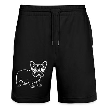 Bouledogue français chiens T-shirt cadeau - Short de jogging bio TRAINER Stanley/Stella unisexe - noir - Devant - Nik (191cm) & Marisol (170cm)